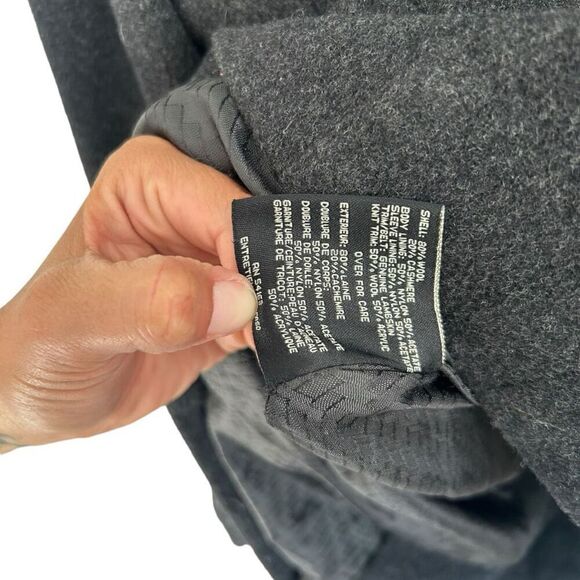Cole Haan Gray Full Zip Wool Cashmere Winter Coat Size 6 Ribbed Neckline Warm - Picture 8 of 12